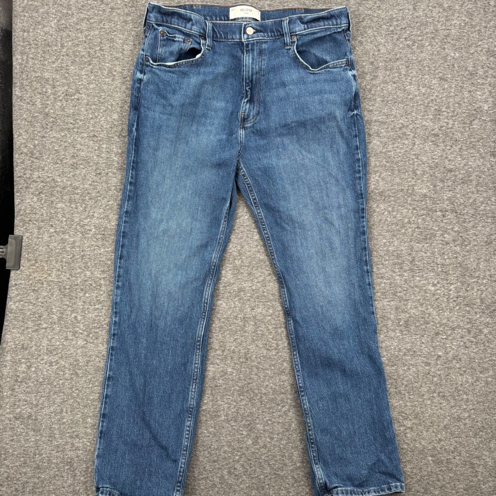 Hollister Loose Fit Jeans Mens 36 Blue Medium Wash Straight Leg Denim Pants